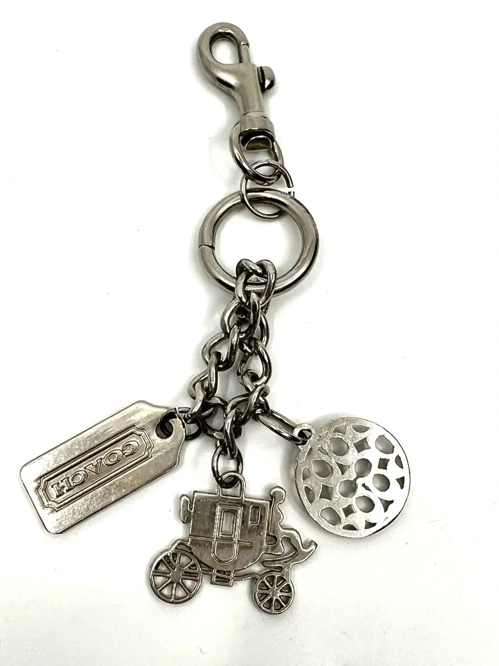 Coach Horse And Carriage Silver Tone Bag Charm Key Chain